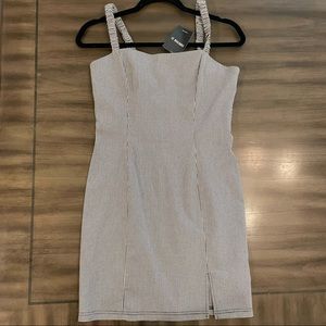 NWT- Body-con black and white plaid dress